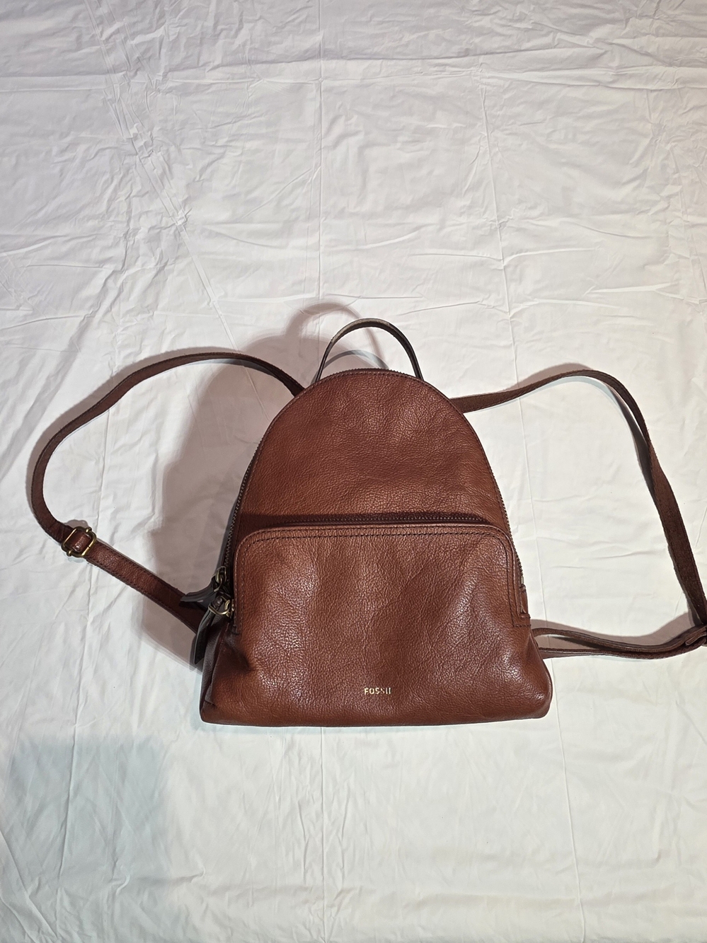 Fossil Brown Leather Mini Backpack - Classic Women's Bag